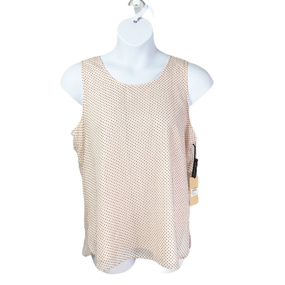 Halogen Tank Top Blush Silver Thread Polka Dot Large NEW